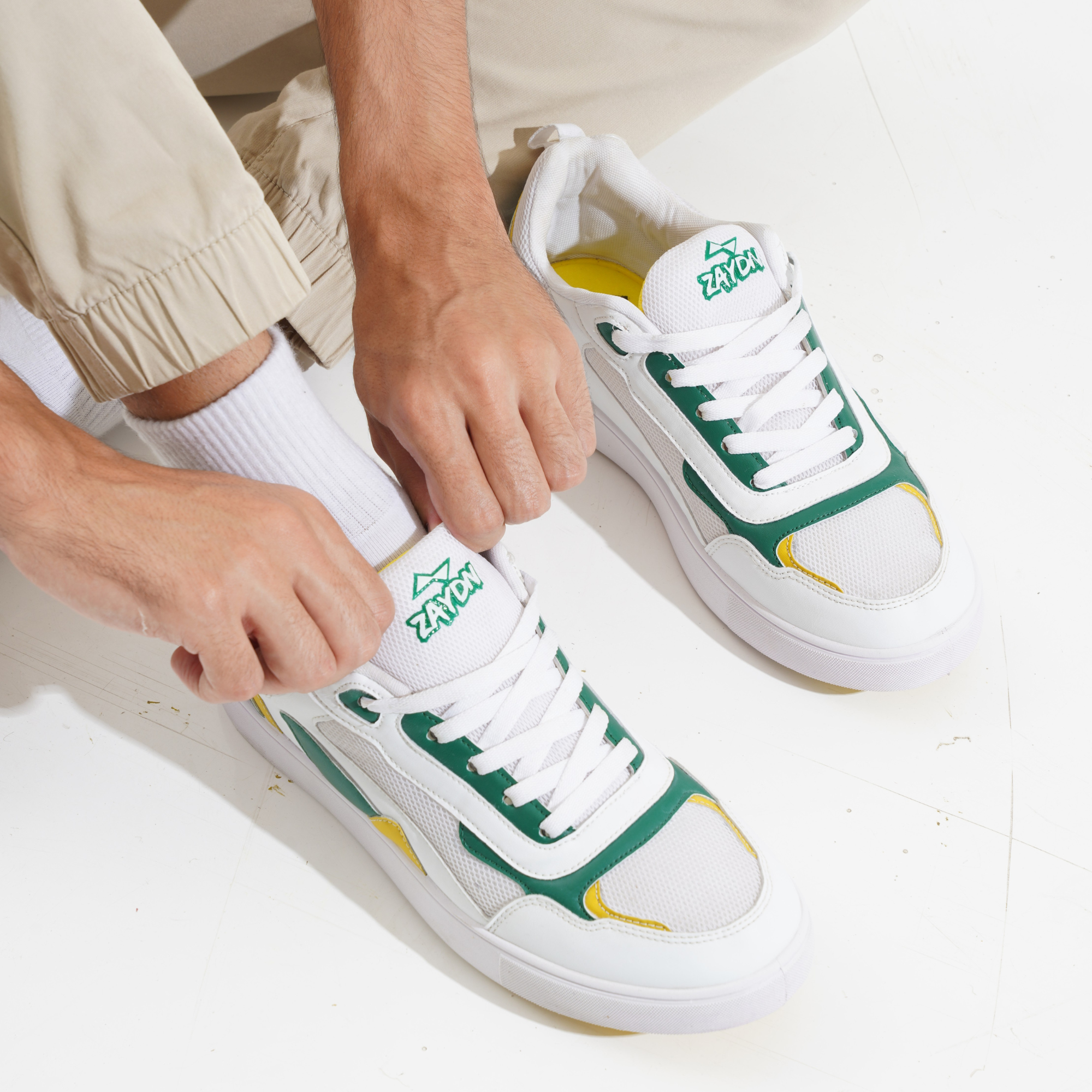 Green top color shoes