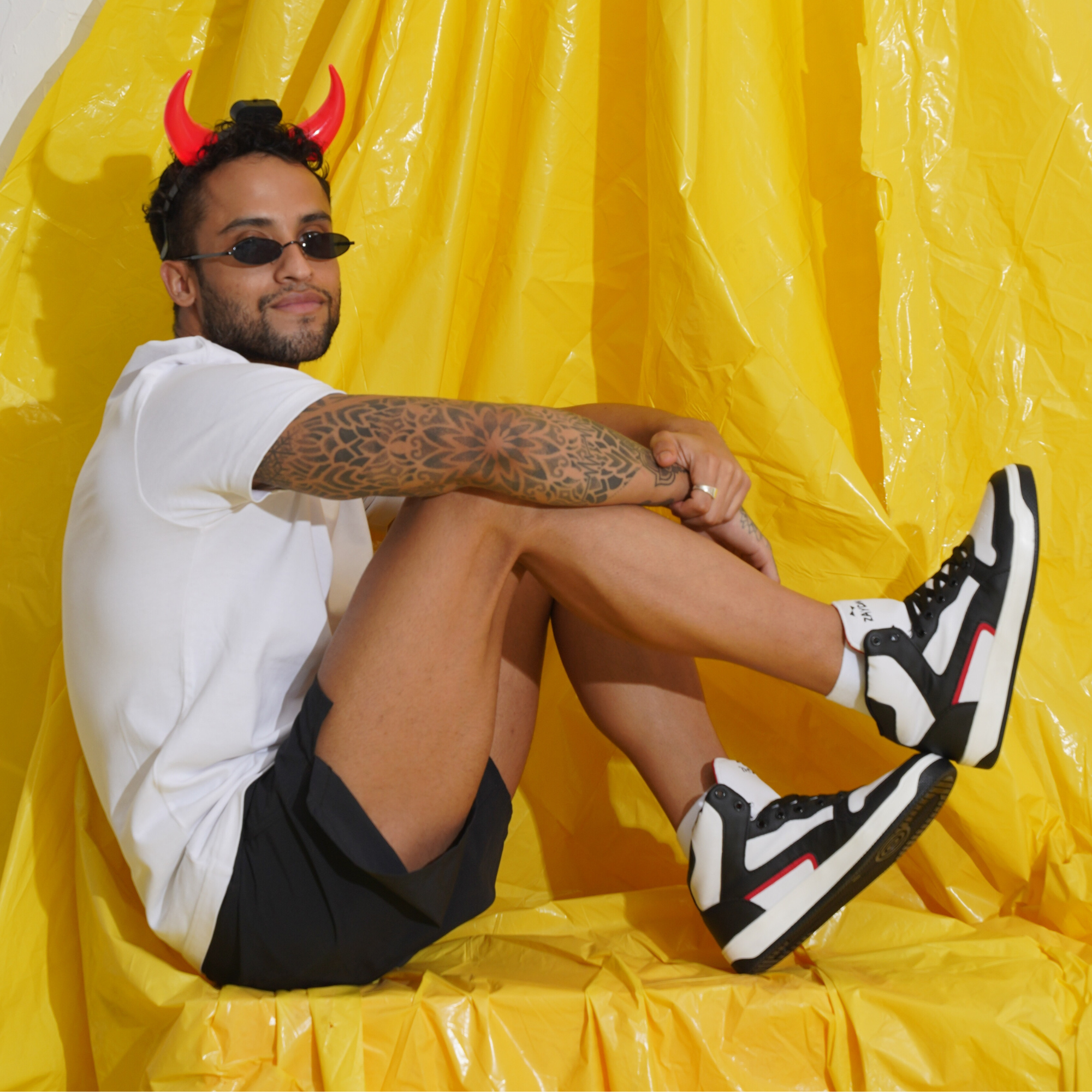 Black and yellow high sales tops