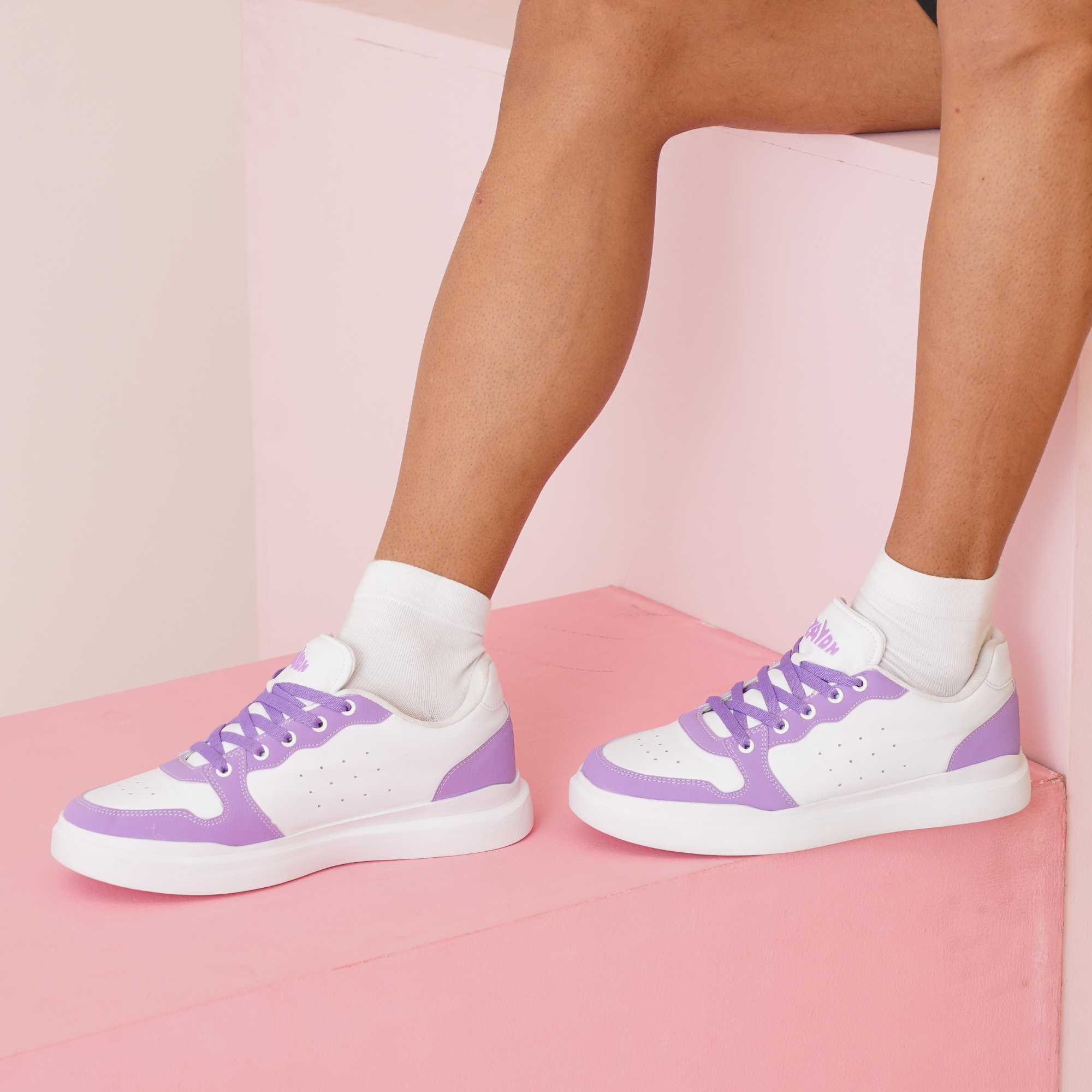 SUMMER White Purple Men's color block sneaker